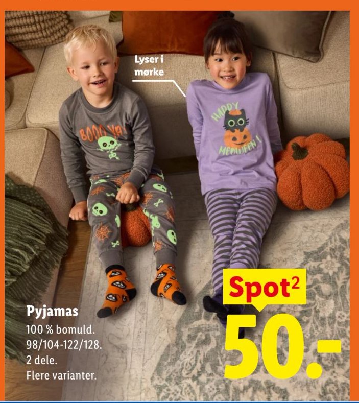 Pyjamas 100 % bomuld. 98/104-122/128. 2 dele. Flere varianter. – Lidl
