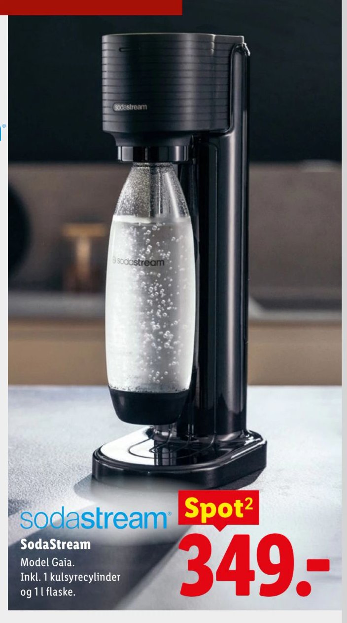 SodaStream Model Gaia. Inkl. 1 kulsyrecyinder og 1 l flaske. – Lidl