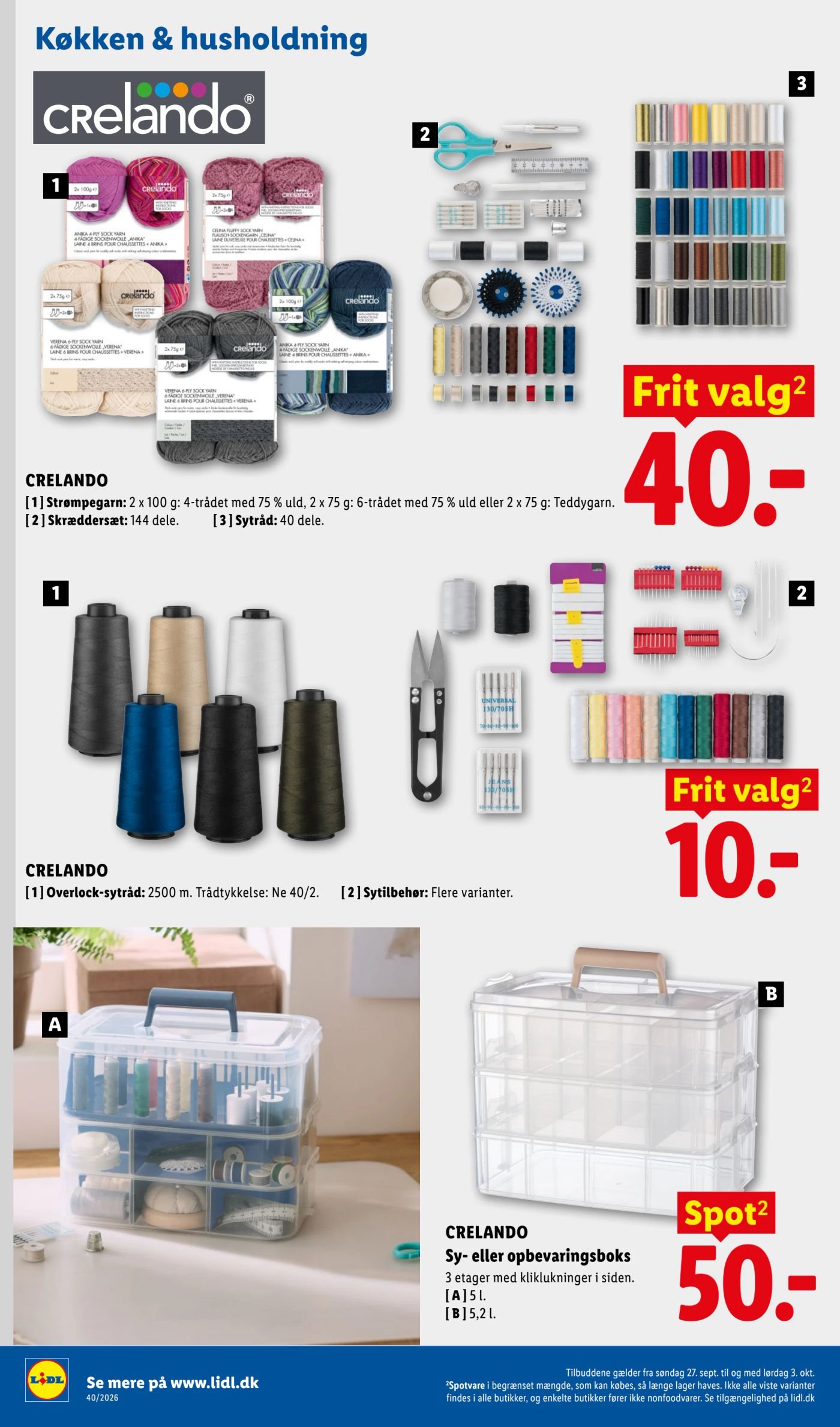 CRELANDO Sytråd 40 dele – Lidl