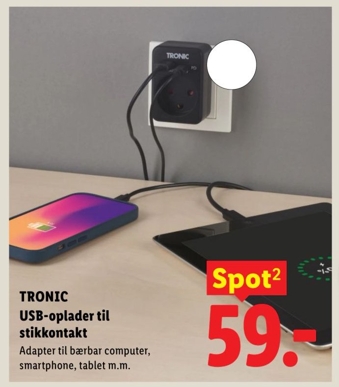 TRONIC USB-oplader til stikkontakt Adapter til bærbar computer, smartphone, tablet m.m. – Lidl