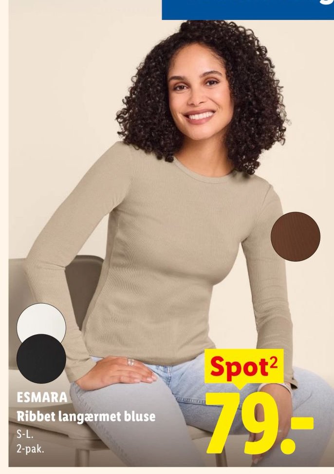 ESMARA Ribbet langærmet bluse S-L. 2-pak. – Lidl