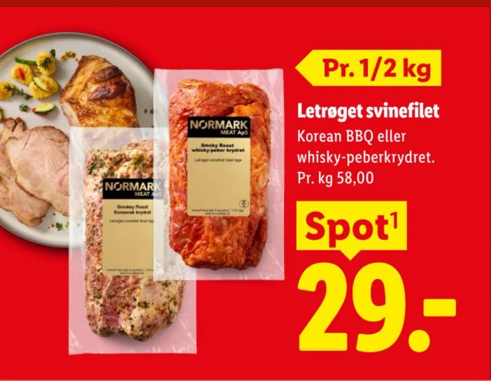 Letrøget svinefilet Korean BBQ eller whisky-peberkrydret Pr. 1/2 kg – Lidl