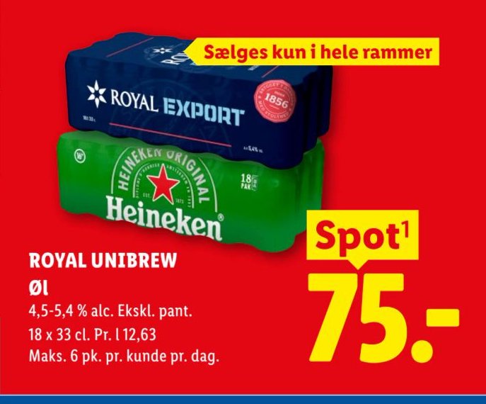 ROYAL UNIBREW ØL 18 x 33 cl – Lidl