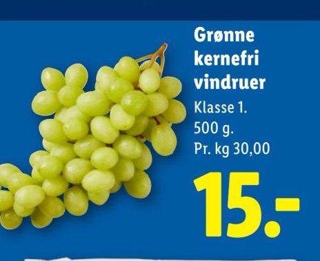 Grønne kernefri vindruer Klasse 1. 500 g – Lidl