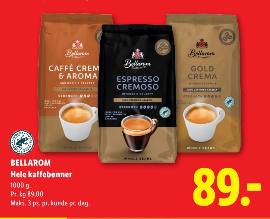 BELLAROM Hele kaffebønner 1000 g – Lidl