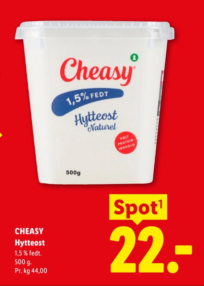 CHEASY Hytteost 1,5 % fedt. 500 g – Lidl
