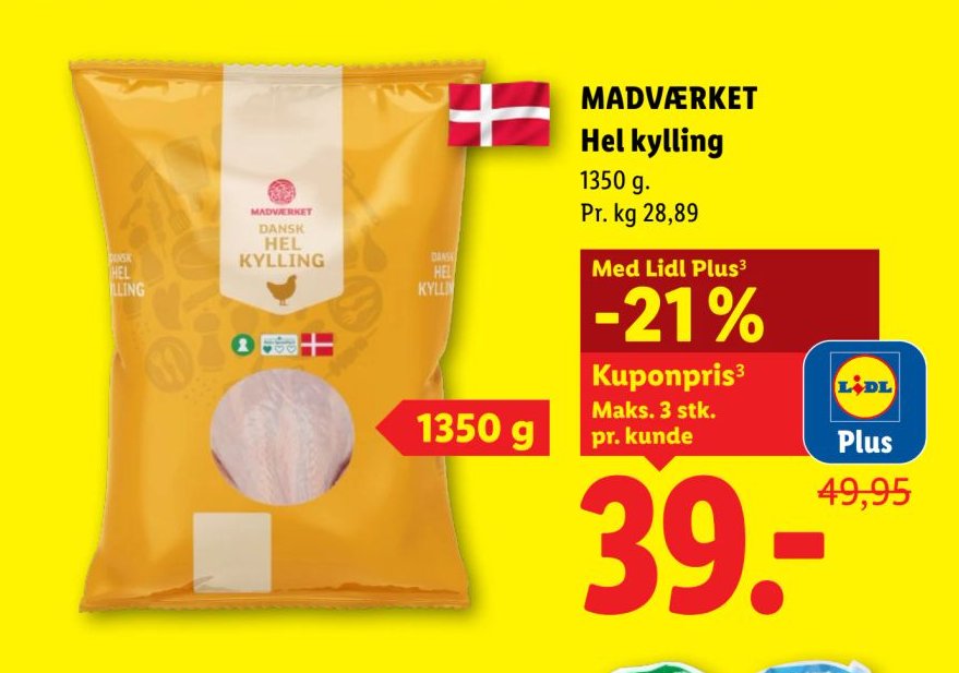 MADVÆRKET Hel kylling 1350 g – Lidl