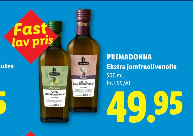 PRIMADONNA Ekstra jomfruolivenolie 500 ml – Lidl