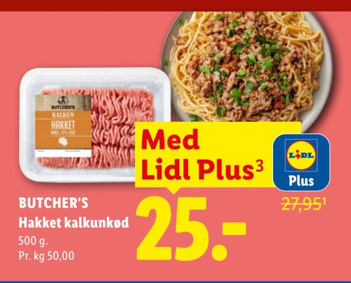 BUTCHER'S Hakket kalkunkød 500 g. – Lidl