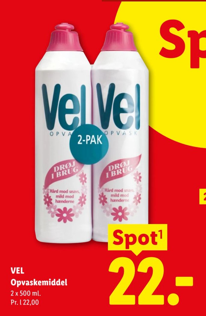 VEL Opvaskemiddel 2 x 500 ml. – Lidl