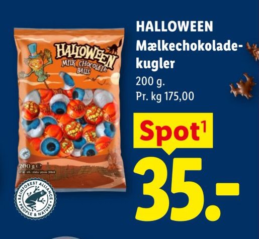 HALLOWEEN Mælkechokolade-kugler 200 g – Lidl