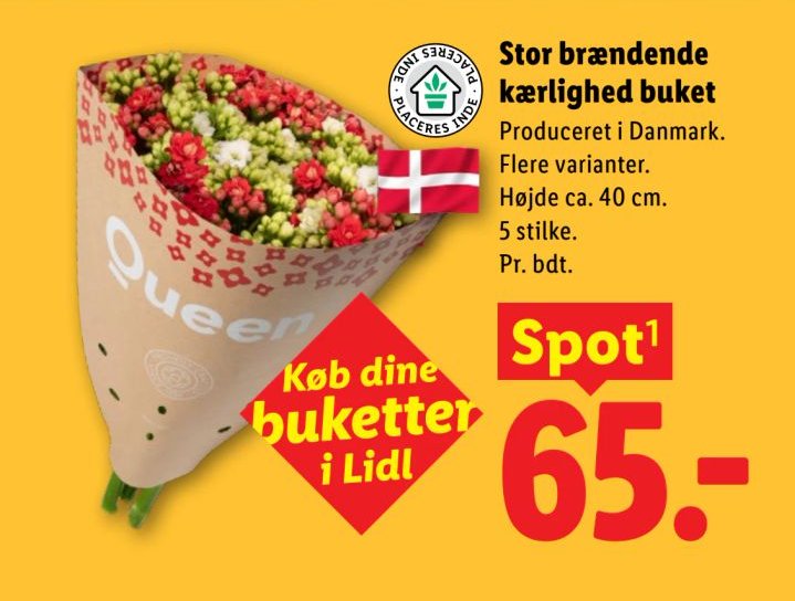 Stor brændende kærlighed buket – Lidl