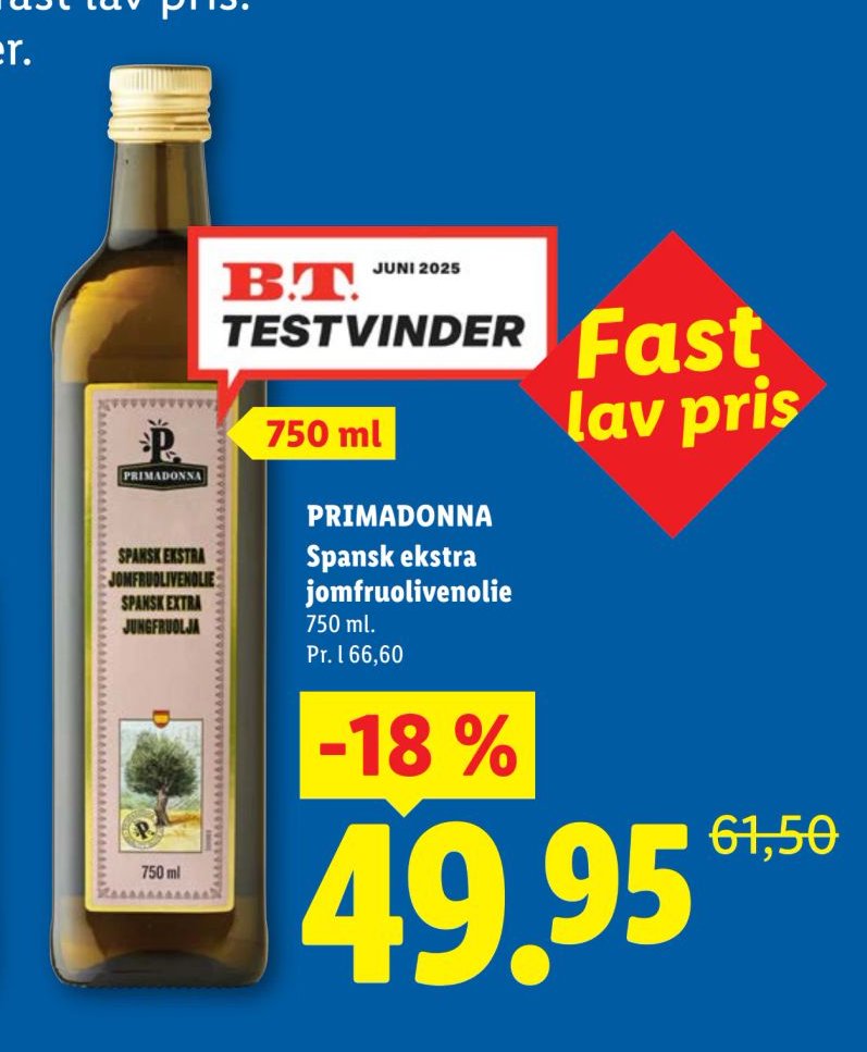 PRIMADONNA Spansk ekstra jomfruolivenolie 750 ml – Lidl