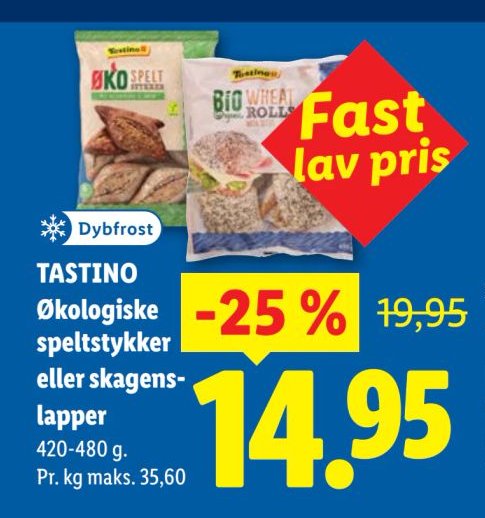 TASTINO Økologiske speltstykker eller skagenslapper 420-480 g – Lidl