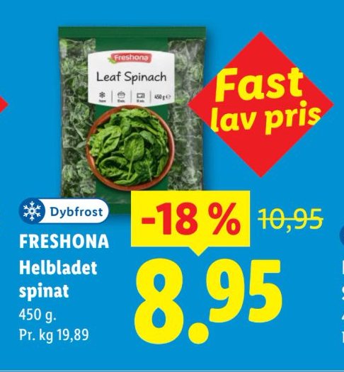 FRESHONA Helbladet spinat 450 g – Lidl
