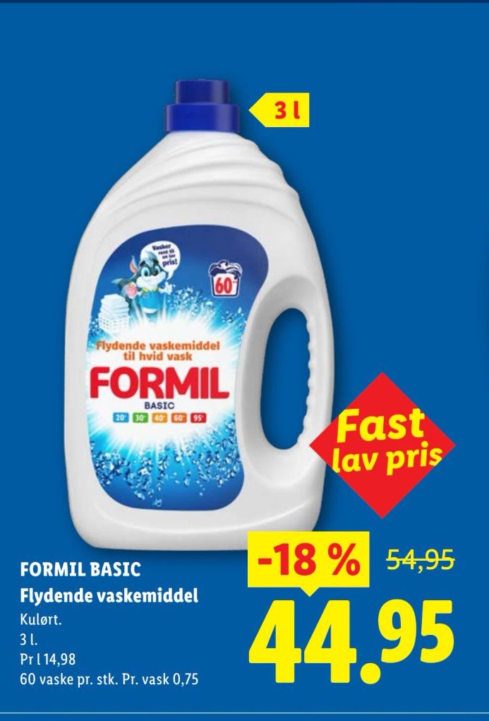 FORMIL BASIC Flydende vaskemiddel Kulørt 3 l – Lidl