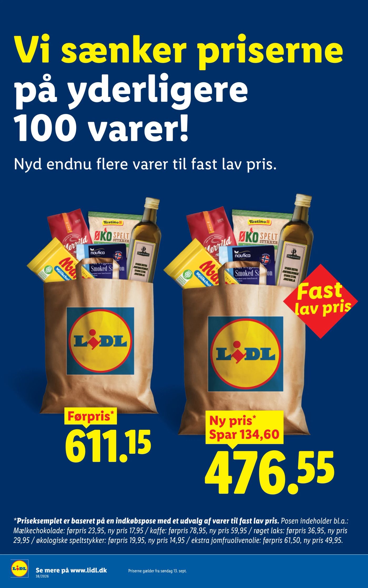 Indkøbspose med et udvalg af varer til fast lav pris – Lidl