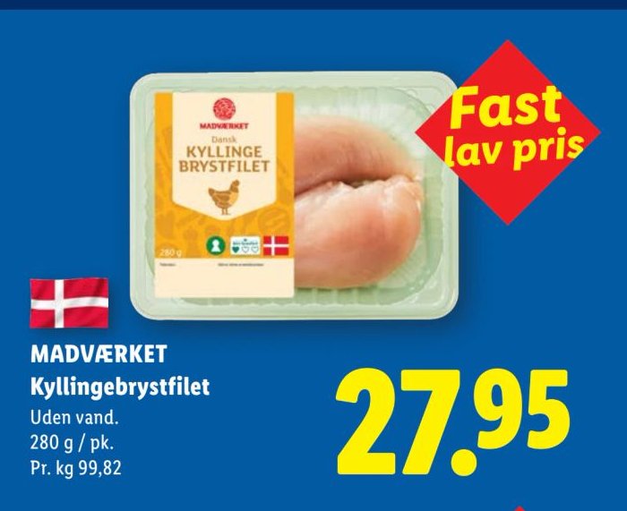 MADVÆRKET Kyllingebrystfilet Uden vand. 280 g / pk. – Lidl