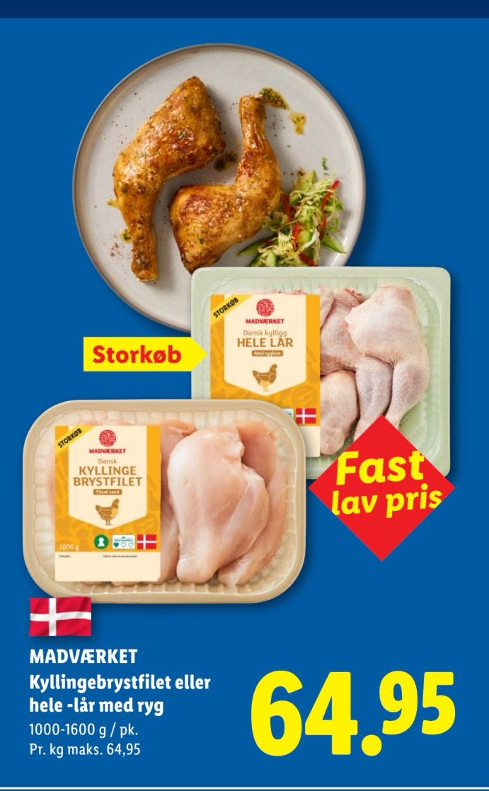 MADVÆRKET Kyllingebrystfilet eller hele -lår med ryg 1000-1600 g / pk. – Lidl