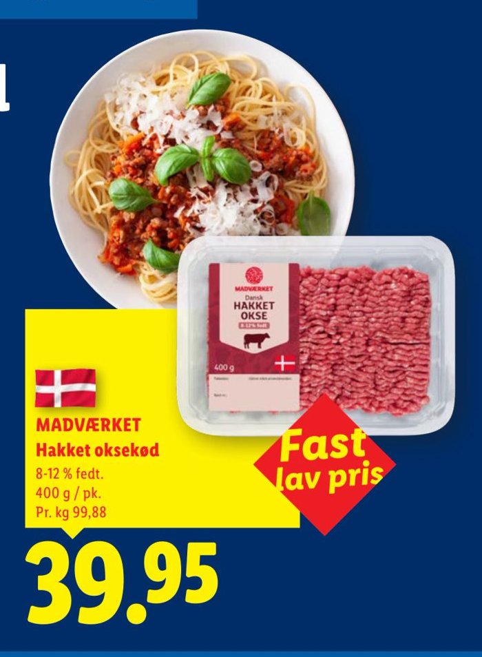 MADVÆRKET Hakket oksekød 8-12 % fedt. 400 g / pk. – Lidl