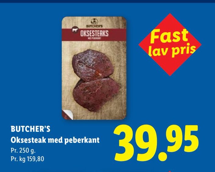 BUTCHER'S Oksesteak med peberkant Pr. 250 g. – Lidl