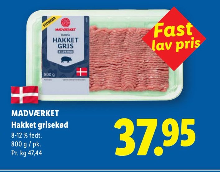 MADVÆRKET Hakket grisekød 8-12 % fedt. 800 g / pk. – Lidl