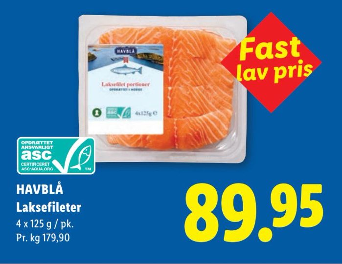 HAVBLÅ Laksefileter 4 x 125 g / pk. – Lidl