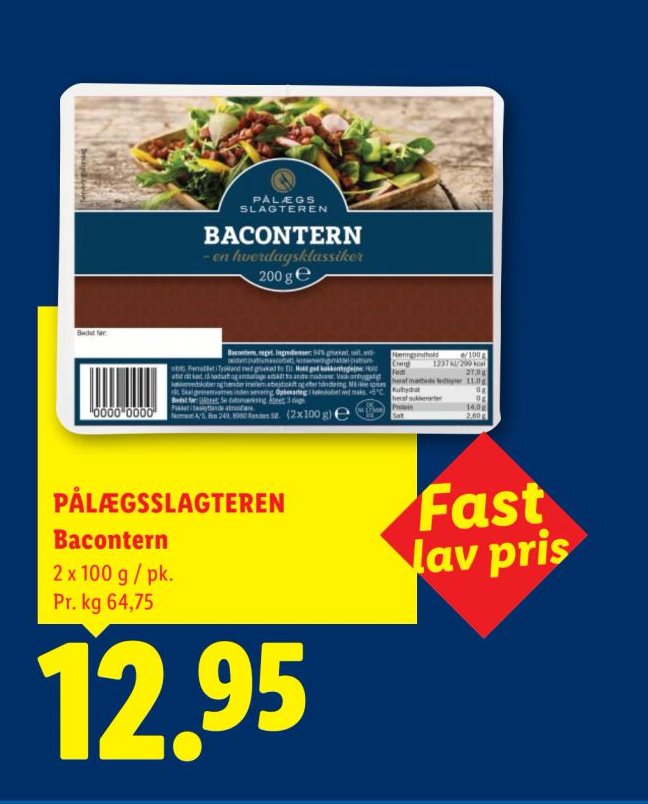 PÅLEGGSSLAGTEREN Bacontern 2 x 100 g / pk. – Lidl