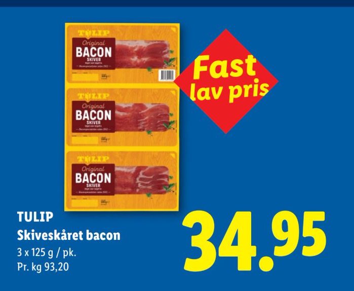 TULIP Skiveskåret bacon 3 x 125 g / pk. – Lidl
