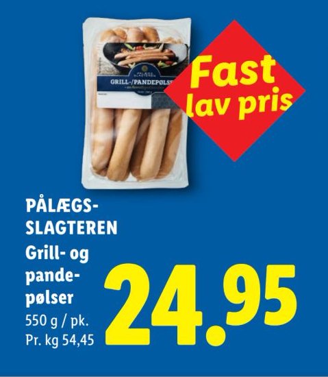 PÅLEGGSSLAGTEREN Grill- og pandepølser 550 g / pk. – Lidl