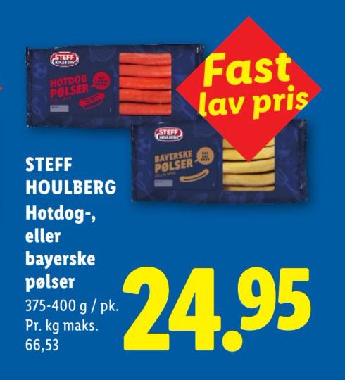 STEFF HOULBERG Hotdog-, eller bayerske pølser 375-400 g / pk. – Lidl