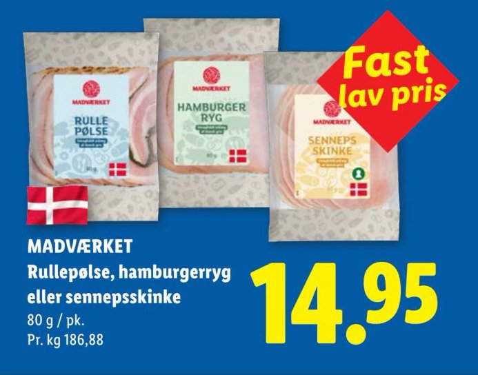 MADVÆRKET Rullepølse, hamburgerryg eller sennepsskinke 80 g / pk. – Lidl