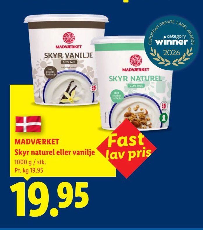 MADVÆRKET Skyr naturel eller vanilje 1000 g / stk. – Lidl
