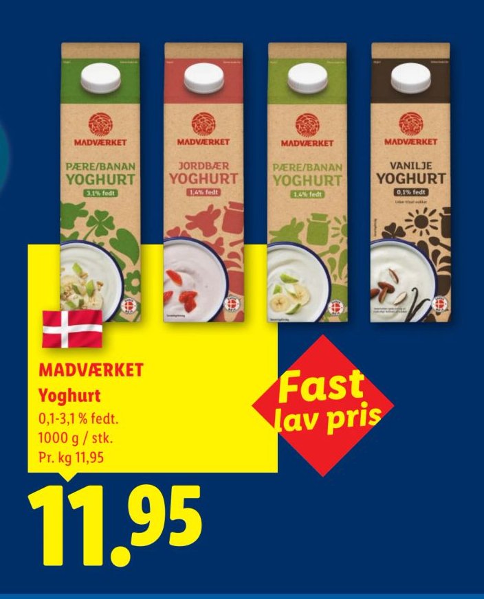 MADVÆRKET Yoghurt 0,1-3,1 % fedt. 1000 g / stk. – Lidl