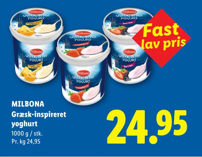 MILBONA Græsk-inspireret yoghurt 1000 g / stk. – Lidl