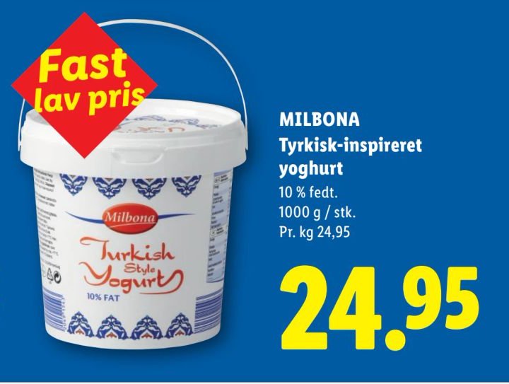 MILBONA Tyrkisk-inspireret yoghurt 10 % fedt. 1000 g / stk. – Lidl