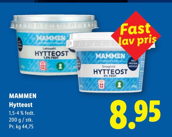 MAMMEN Hytteost 1,5-4 % fedt. 200 g / stk. – Lidl