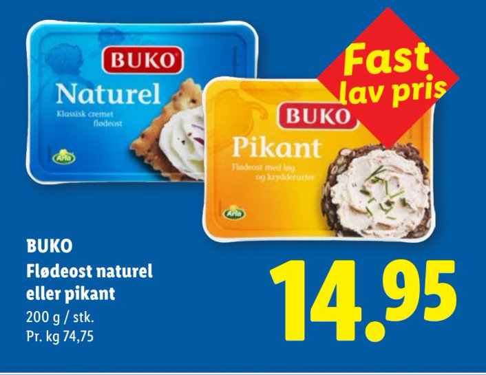 BUKO Flødeost naturel eller pikant – Lidl
