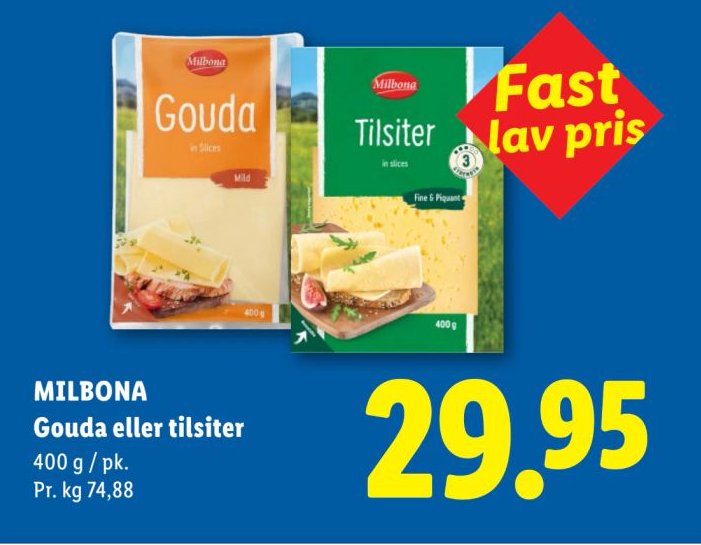 MILBONA Gouda eller tilsiter 400 g / pk. – Lidl