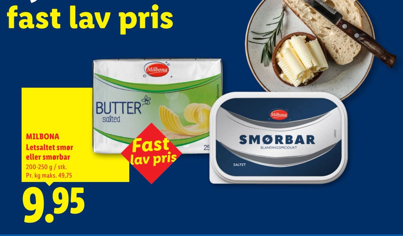 MILBONA Letsaltet smør eller smørbar 200-250 g / stk. – Lidl