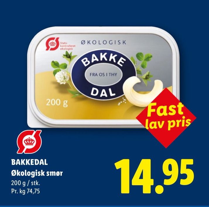 BAKKEDAL Økologisk smør 200 g / stk. – Lidl