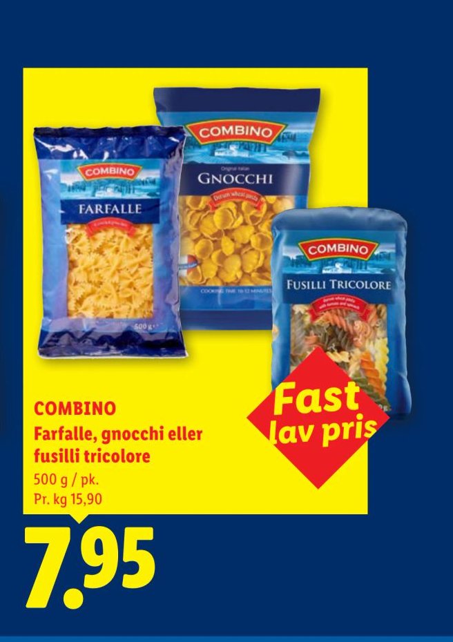 COMBINO Farfalle, gnocchi eller fusilli tricolore 500 g / pk. – Lidl