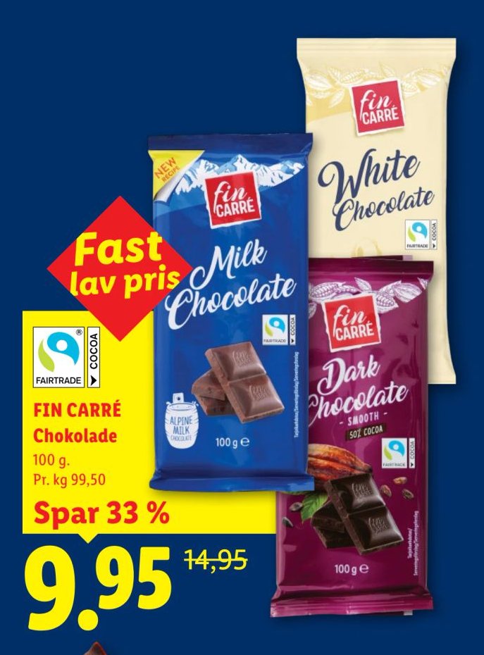 FIN CARRÉ Chokolade 100 g – Lidl