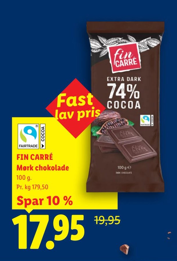 FIN CARRÉ Mørk chokolade 100 g – Lidl