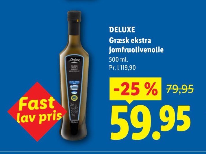 DELUXE Græsk ekstra jomfruolivenolie – Lidl