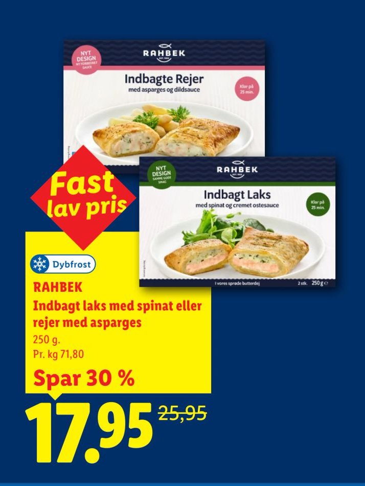 RAHBEK Indbagt laks med spinat eller rejer med asparges 250 g – Lidl