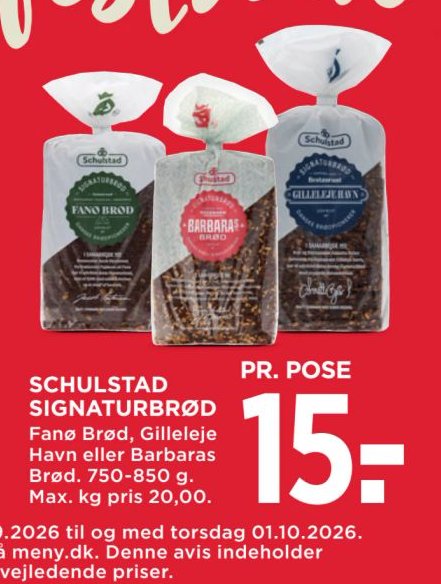SCHULSTAD SIGNATURBRØD PR. POSE – Meny