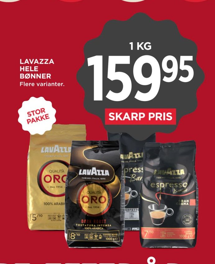 LAVAZZA HELE BØNNER Flere varianter. 1 KG – Meny