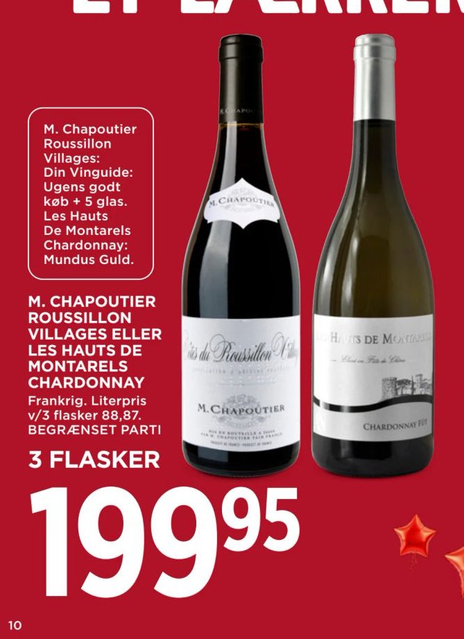 M. CHAPOUTIER ROUSSILLON VILLAGES ELLER LES HAUTS DE MONTA-RELS CHARDONNAY 3 FLASKER – Meny