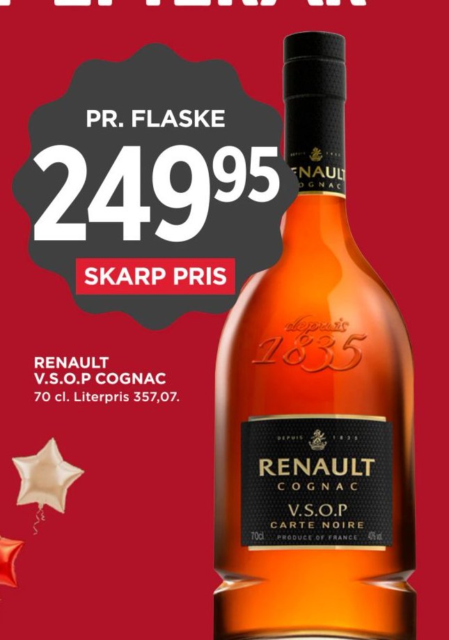 RENAULT V.S.O.P COGNAC PR. FLASKE 70 cl – Meny